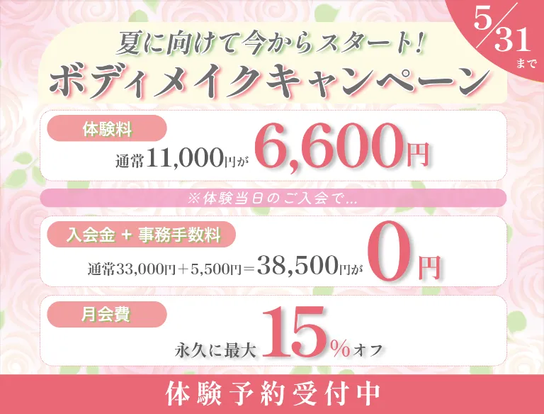 ボディメイクキャンペーン 5月31日まで