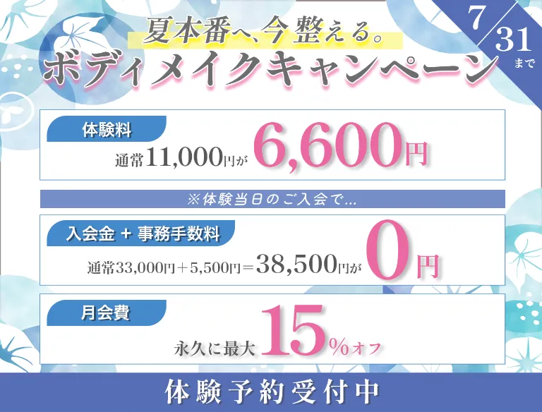 ボディメイクキャンペーン 7月31日まで