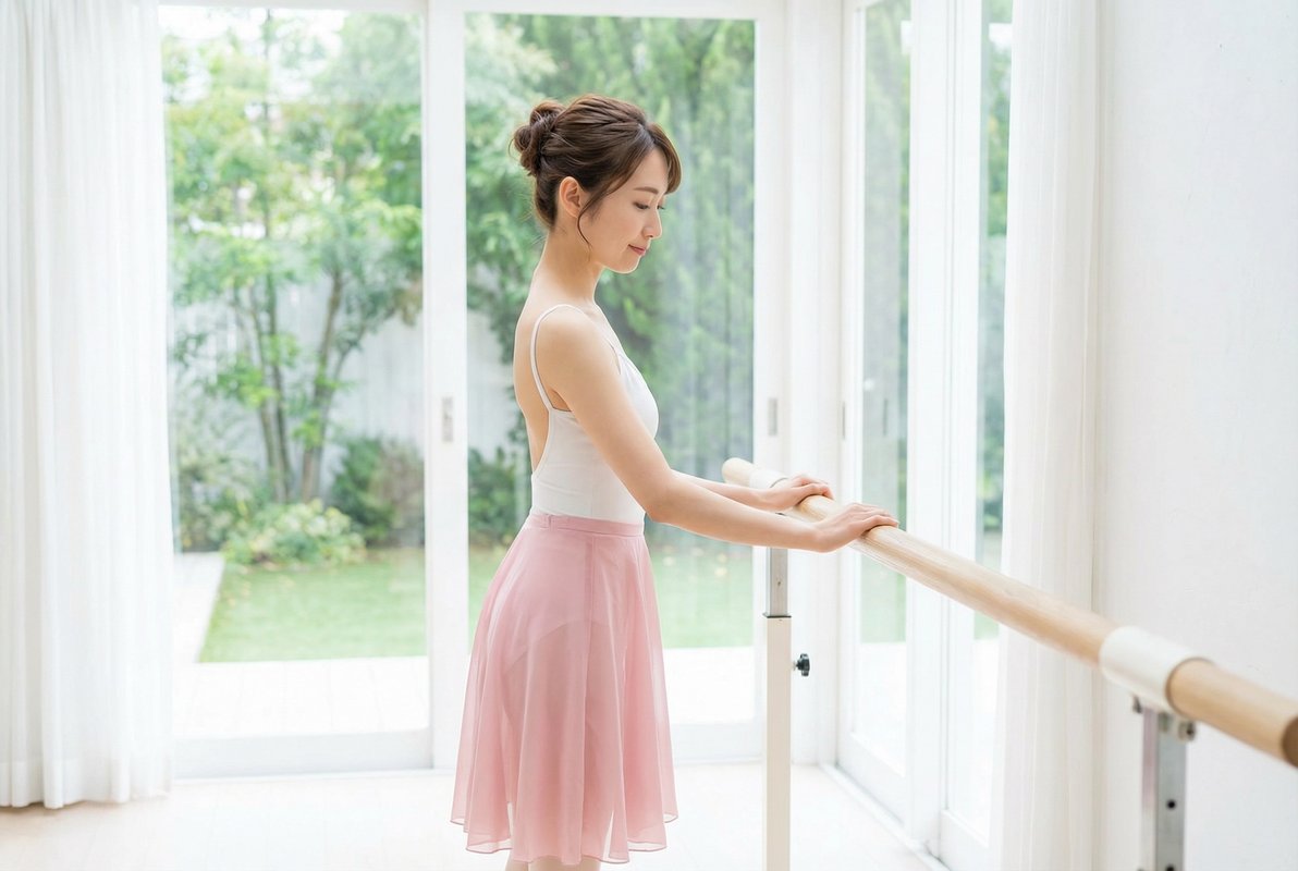 バレエレッスンを受ける女性