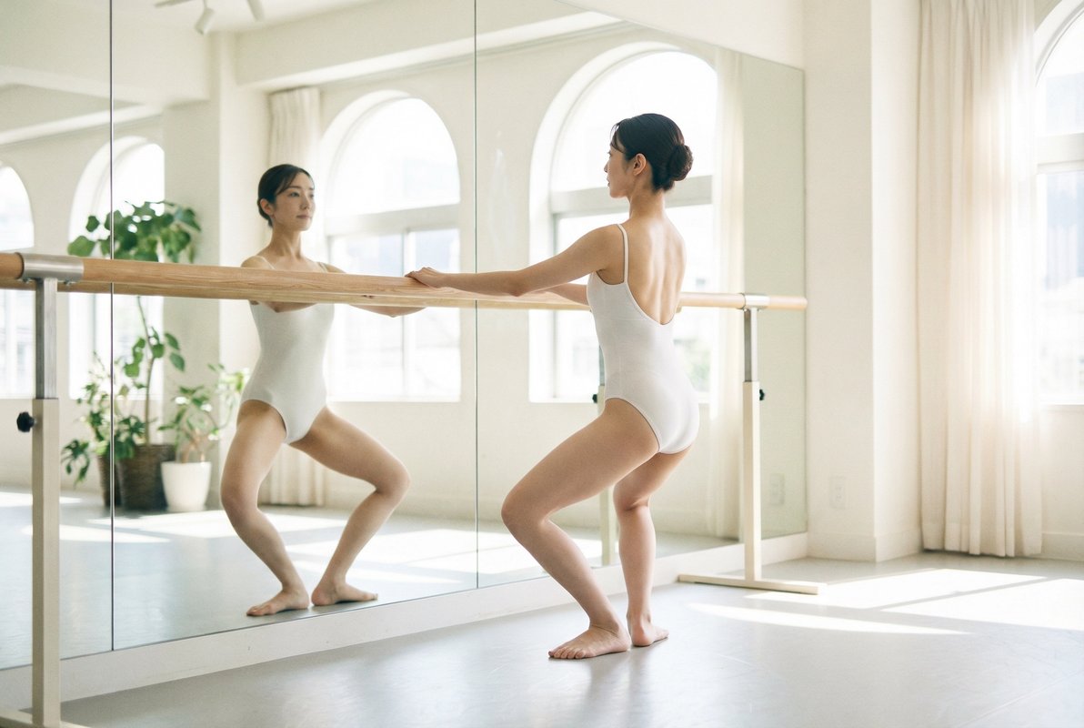 バーでプリエを行う女性