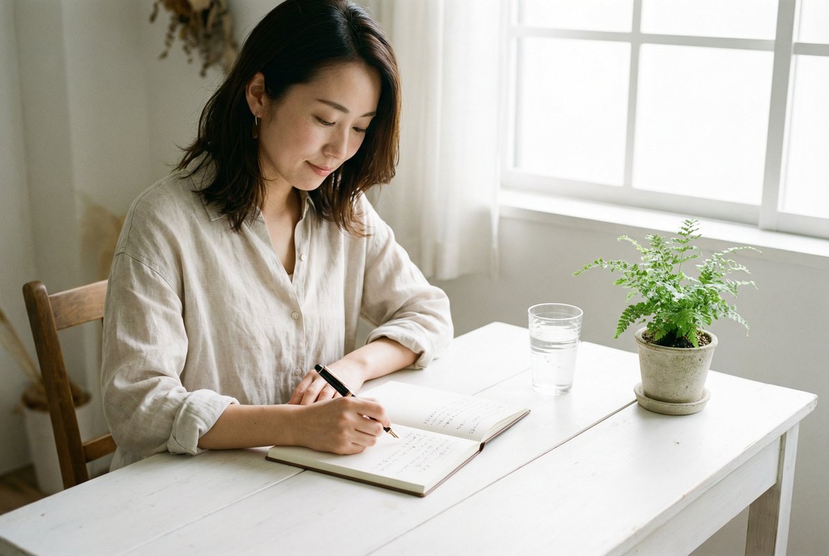 トレーニング記録をつける女性