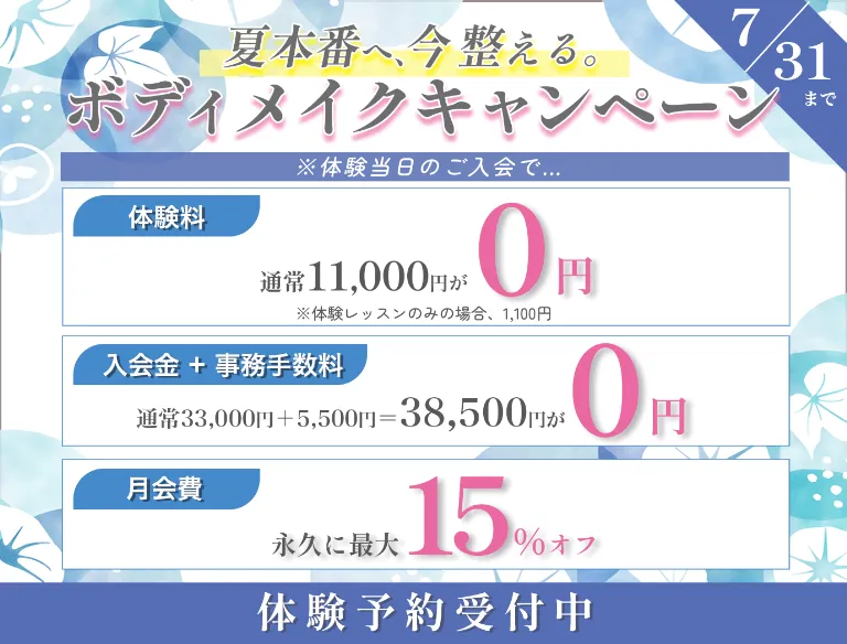 ボディメイクキャンペーン 7月31日まで